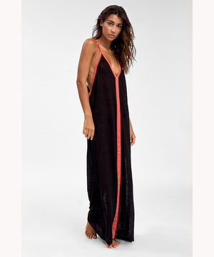 Black and Red Maxi Boho Dress