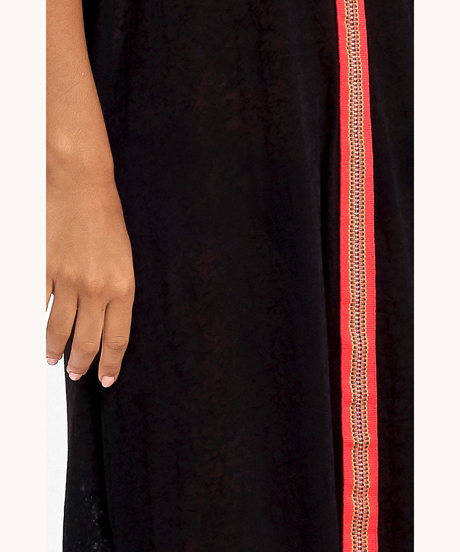 Black and Red Maxi Boho Dress